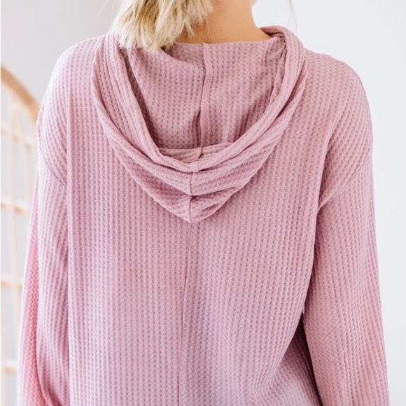 Pink Waffle Knit Pullover Sweater Top - Picture 5 of 6